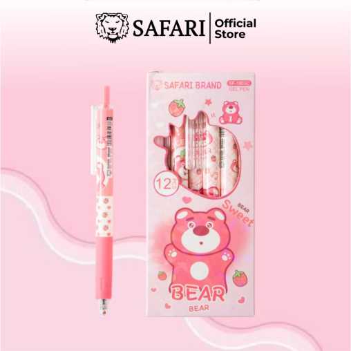 SAFARI SF-1803C Click Gell Pen Karakter Lusin 12 Pcs 0,5mm